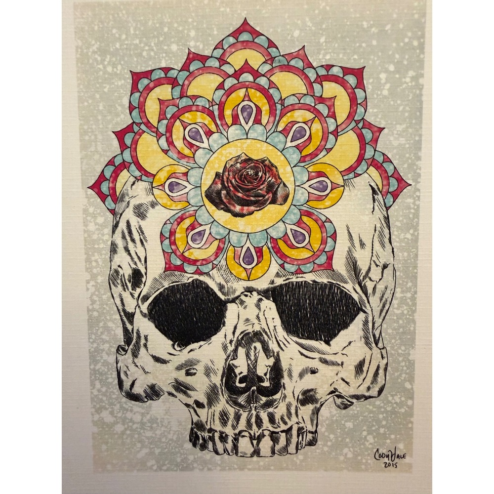 Cody Hale Signed Skull Art Print 2015 8x10 Colorful Tattoo Style